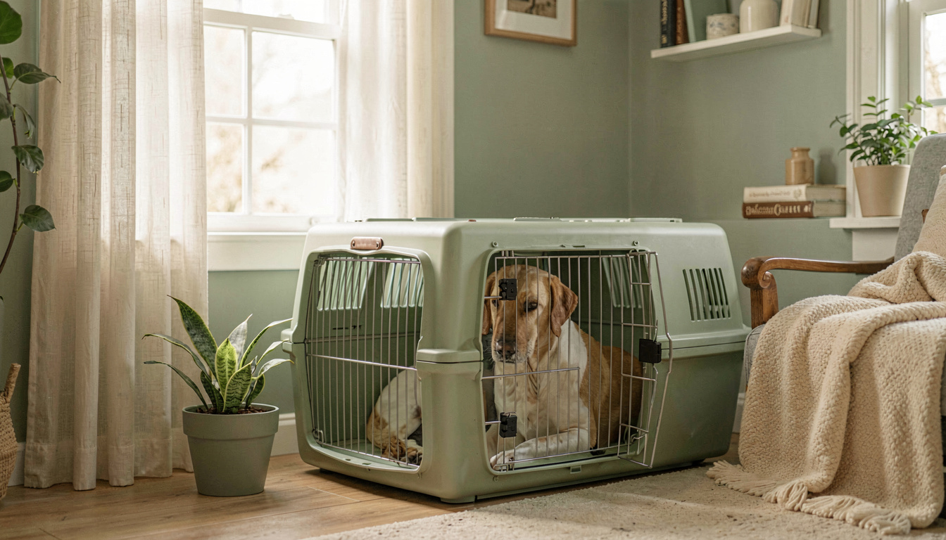 How to Choose Right Dog Crate Size, in a quiet corner of the room
