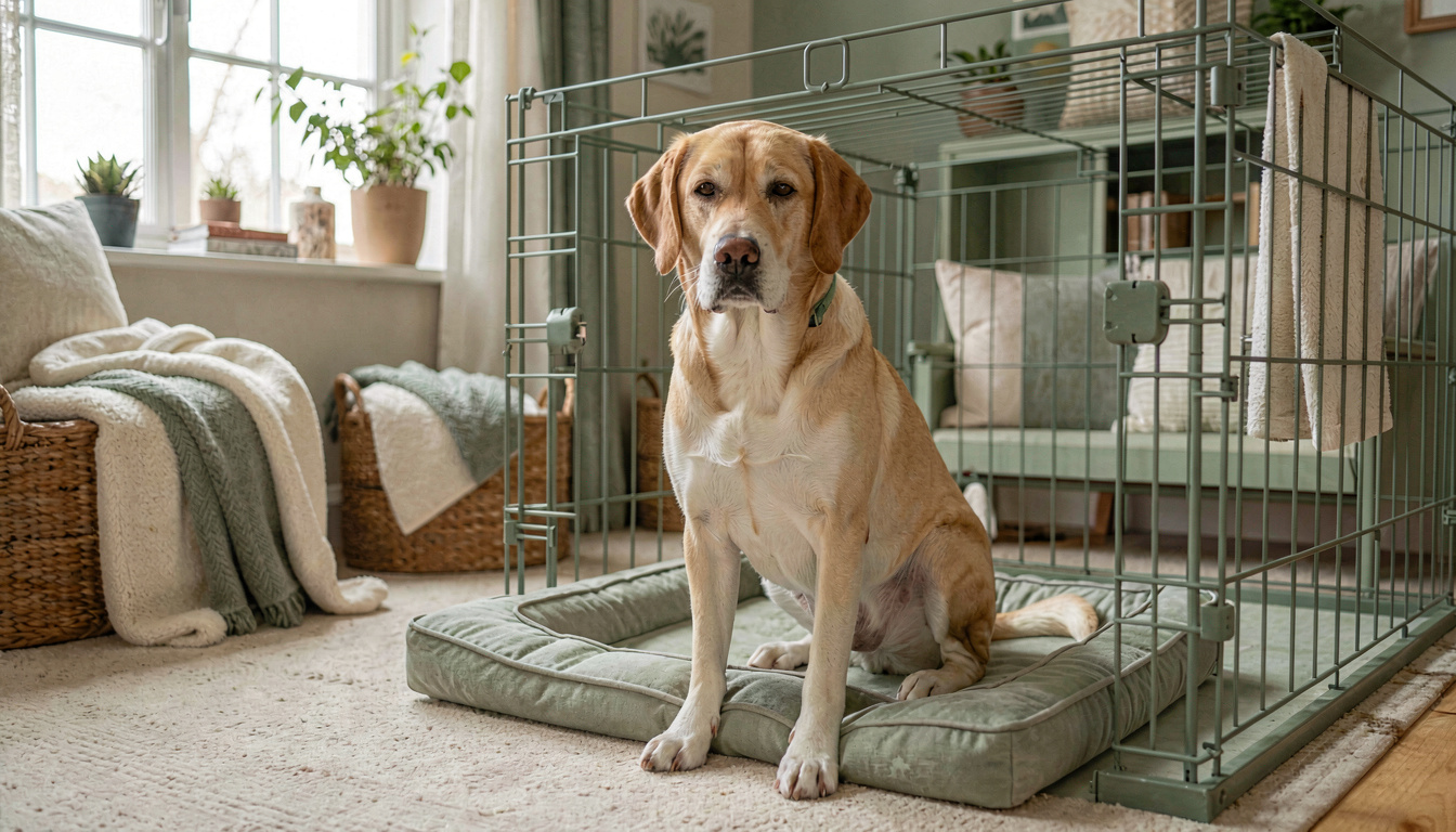 how to crate train adult dog first time